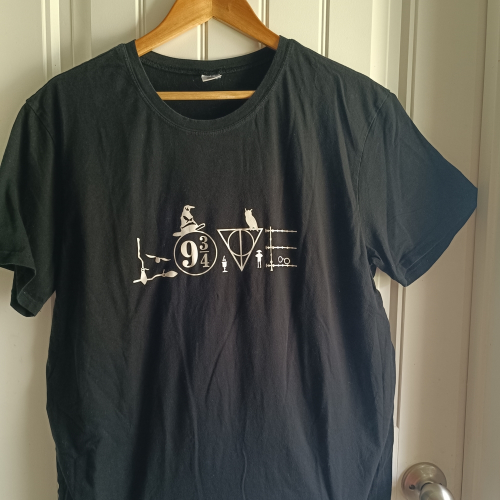 Yitan Harry Potter Characters "Love"  Unisex  2XL Black Short Sleeve T-shirt